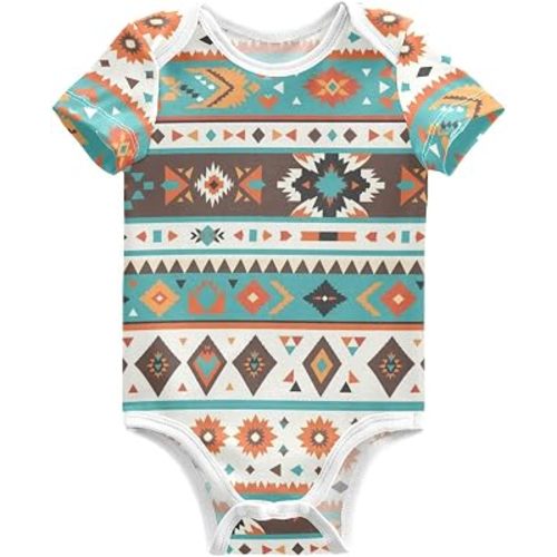 Pigsaly Baby Bodysuits Boho Tribe Aztec Colorful Navajo Geometries Newborn Short Sleeve Summer Jumpsuit Boy Girl 3M
