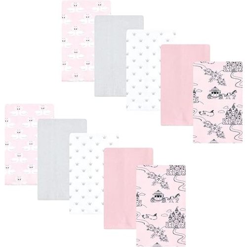 Hudson Baby Unisex Baby Flannel Burp Cloth 10pk, Fairytale Princess, One Size