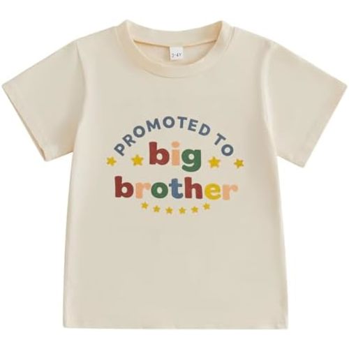 Big Brother Shirt for Toddler Baby Boy Promoted to Big Brother Announcement T-Shirt Kids Summer Short Sleeve Tee