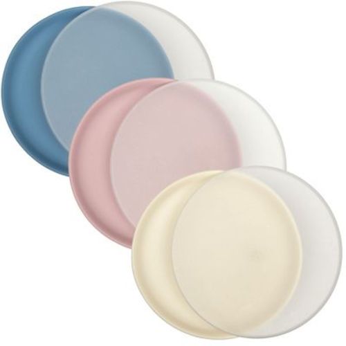 Weesprout Baby & Toddler Non-suction Plates With Lids - 3 Pack (matte Blue, Pink, Off White)