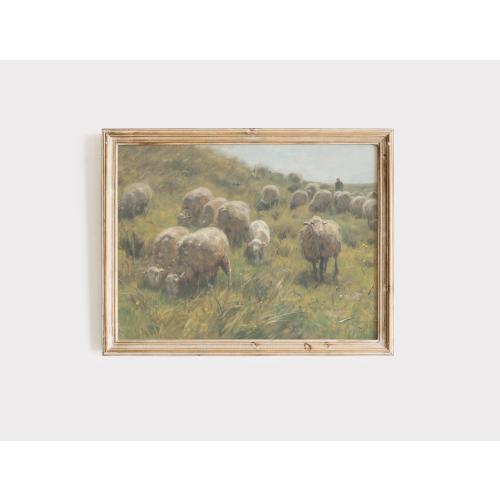 Christian Wall Art, The Lord is My Shepherd, Large Scripture Art, Religious Easter Home Decor, Vintage Landscape, Modern Jesus Christ Art