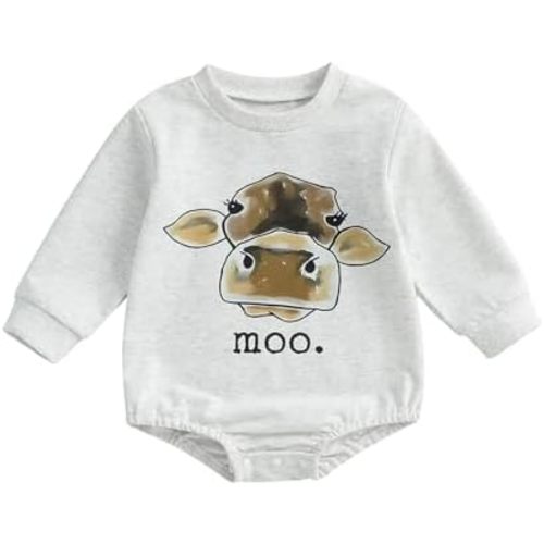 Newborn Baby Boys Romper Sweatshirt Western Country Farm Long Sleeve Bubble Bodysuit Jumpsuit Fall Winter Clothes