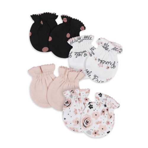 Gerber Organic Cotton Baby Girl Princess Mitten, 4 Pack