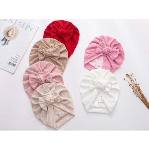SILK-LINED BABY Turban with Topknot Bow – Soft Newborn & Toddler Headwrap for Curly Hair, No More Balding | Baby Gift Hat, Caps for Girls