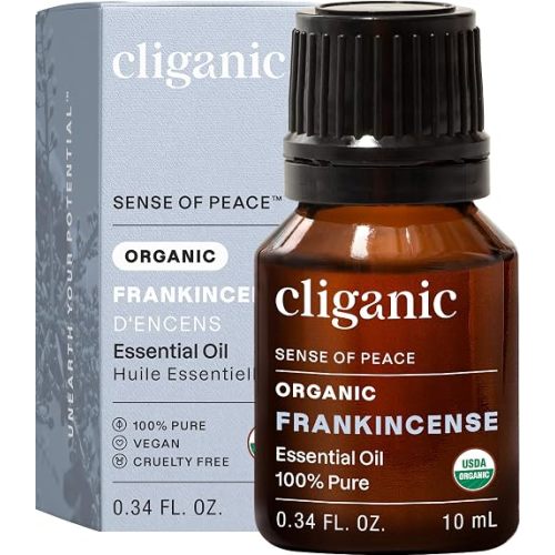 Cliganic Organic Frankincense Essential Oil for Diffuser, Pure 0.33oz