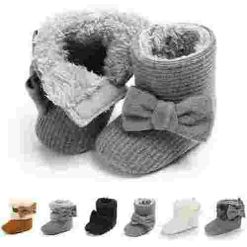 Baby Boy Girl Boots Newborn Shoes Winter Snow Bowknot Anti-Slip Soft Sole Warm Infant Toddler Prewalker Booties