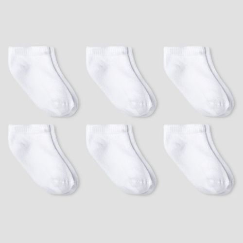 Baby 6pk Low Cut Socks - Cat & Jack™ White 12-24M: Knit, Tumble Dry