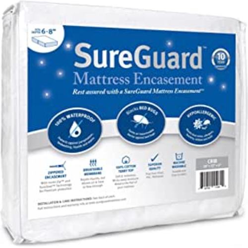 Amazon.com: Crib Size SureGuard Mattress Encasement - 100% Waterproof, Bed Bug Proof, Hypoallergenic - Premium Zippered Six-Sided Cover : Home & Kitchen