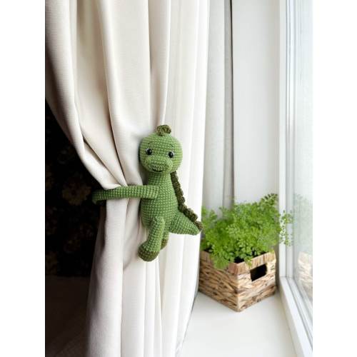 Dinosaur curtain tie back Dinosaur nursery decor neutral Dinosaur tie backs Green dinosaur curtain tieback Animal tie backs