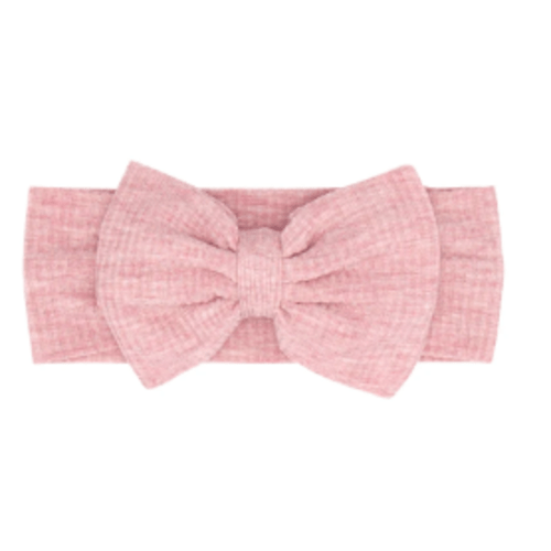 Little Sleepies Ribbed Luxe Bow Headband - Newborn, Heather Mauve