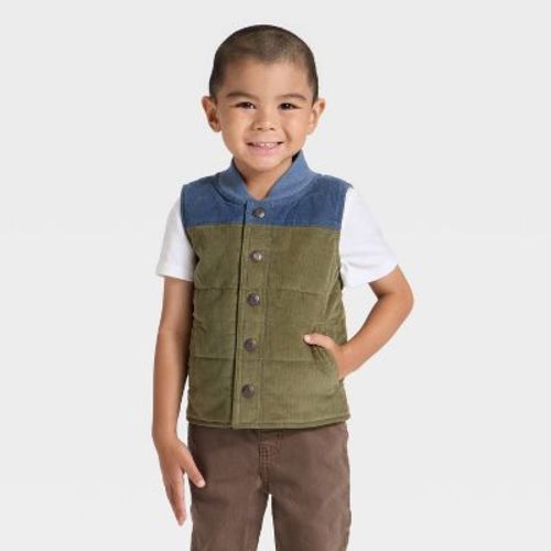 OshKosh B'gosh Toddler Boys' Color Block Vest - Olive/Navy