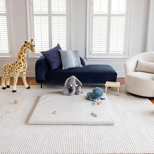 Nurture& Baby Padded Play Mat | Non-Toxic Foam Floor Activity Pad for Babies, Toddlers, Infants | Activity, Tummy Time, Crawling (Medium 51" x 51", Ivory)