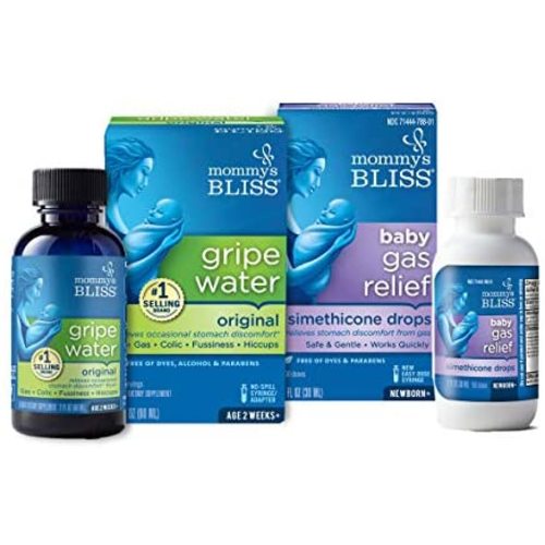 Mommy's Bliss Gripe Water Original 2 Fl Oz & Baby Gas Relief Drops 1 Fl Oz Combo Pack, Helps Relieve Baby's Gas, Colic, Hiccups & General Fussiness, Safe & Gentle for Babies, Total 3 Fl Oz