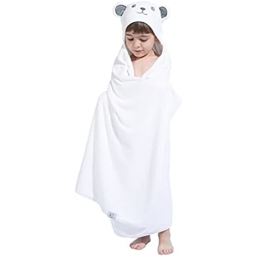 HIPHOP PANDA Hooded Towel for Kids - Viscose Derived from, 30 X 50 INCH Large Size for 3-10 Yrs - Premium Kids Bath Towel Beach Towels Wrap for Girls, Boys, Bear