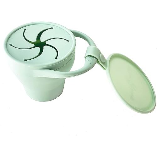 otterlove Collapsable Silicone Snack Container with Attachable Lid | 100% Pure LFGB Platinum Silicone with No Fillers | Snack Cup (Single - Sage)