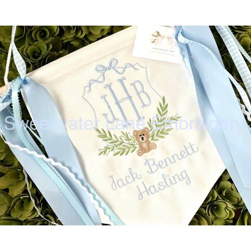 Custom Baby Banner with BEAR Baby Banner, Welcome Banner, Hospital Door Sign, Baby Shower