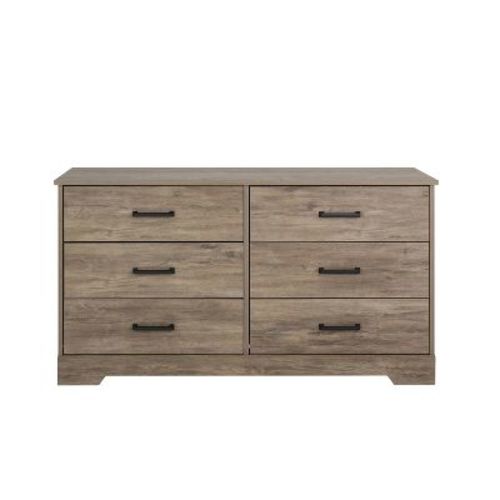 Prepac Rustic Ridge Farmhouse 6 Drawer Bedroom Dresser Brown