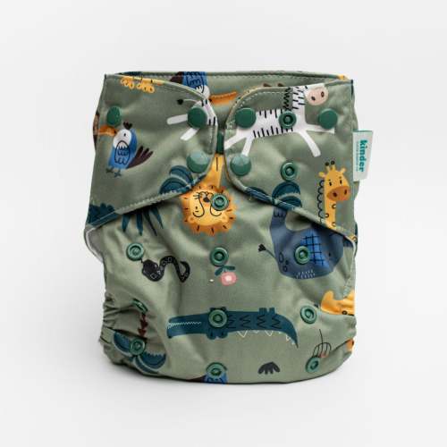 Animals and Insects: Essentials Pocket Cloth Diaper with Athletic Wicking Jersey, Grows with your Baby