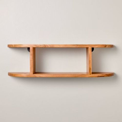 28" Rounded Edge Two Tier Wood Shelf Brown - Hearth & Hand™ with Magnolia