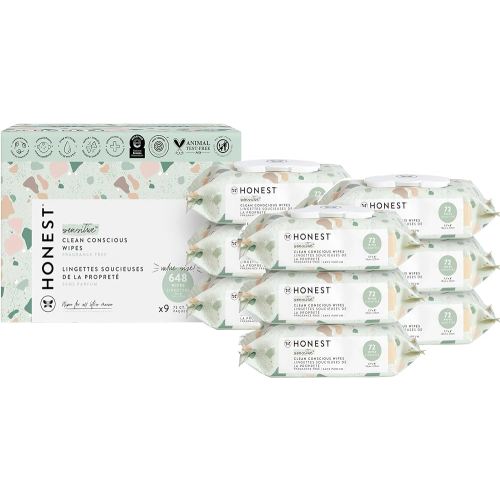The Honest Company Clean Conscious Unscented Wipes Over 99% Water Compostable Plant-Based Baby Wipes Hypoallergenic for Sensitive Baby Skin EWG Verified Geo Mood 648 Count