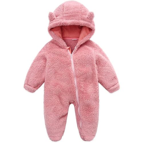 UVIPC Newborn Baby Bear Fleece Outfit Footie Jumpsuit Winter Romper Snowsuit outfit Bear Suit Warm Hooded Outfits