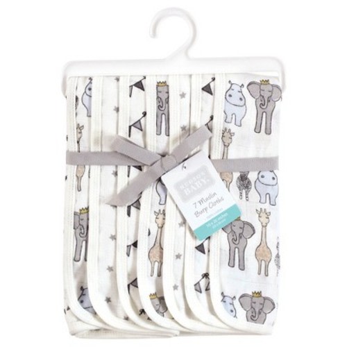 Hudson Baby Infant Boy Muslin Burp Cloth 7pk, Royal Safari, One Size