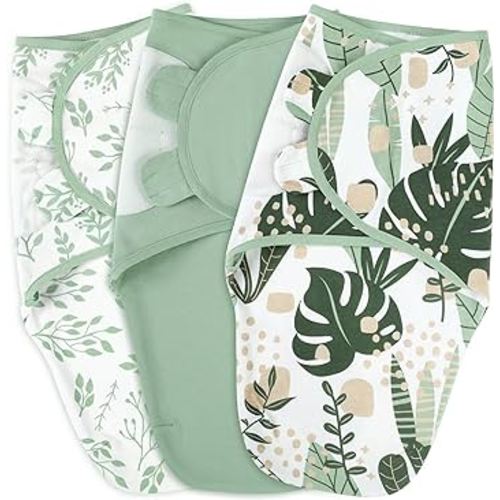 Yoofoss Baby Swaddles 0-3 Months 100% Cotton Newborn Swaddle Blanket 3 Pack Tog 0.5 Adjustable Velcro Swaddle, Breathable Soft Swaddle Sack(Small)