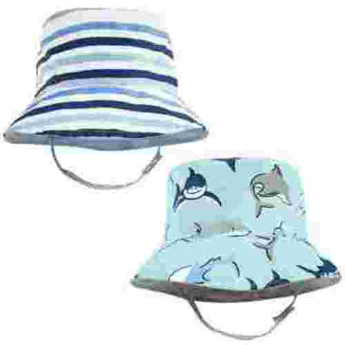 Hudson Baby Infant Boy Sun Protection Hat, Shark Stripe, 0-12 Months