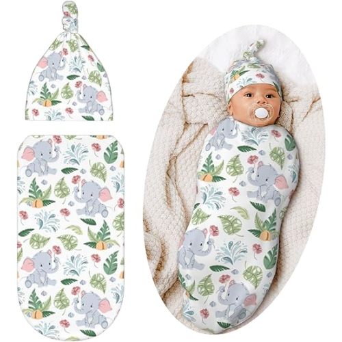 Elephant Swaddle Blanket for Baby, Soft Swaddling Sack for Newborn, Elephant Stuff for Baby