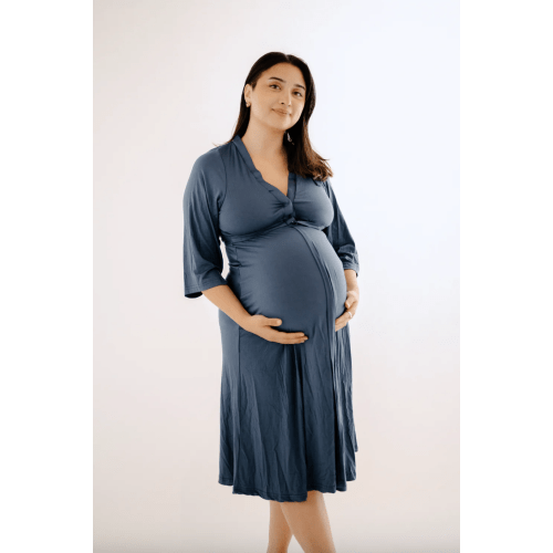 Lila Labor & Postpartum Gown in Midnight Blue