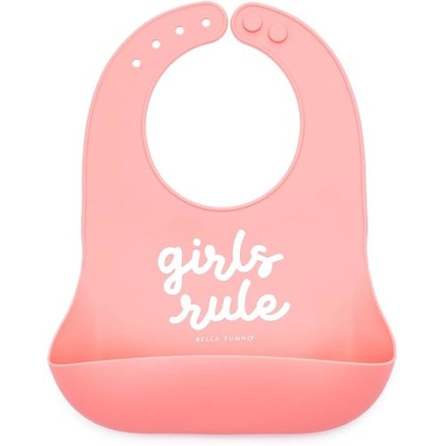 Bella Tunno Wonder Bib – Waterproof Silicone Bibs for Boys & Girls, Non-toxic & BPA Free Silicone Baby Bibs & Toddler Bibs with Adjustable Neck, Easy to Clean (Girls Rule)