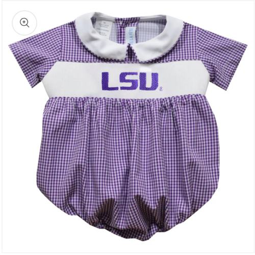 Vive la Fete Baby Boys Smocked Purple Gingham Bubble - LSU – Best Dressed Child