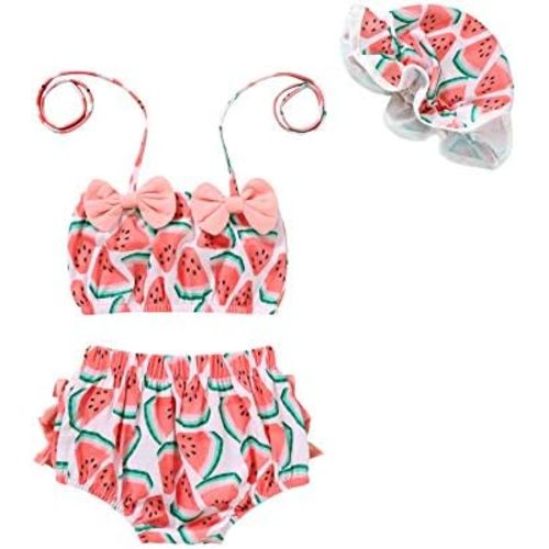 Tiny Cutey Infant Baby Girl Bikini Swimsuit 2 Piece Bathing Suit Halter Top Bikini Bottoms Swimming Suit