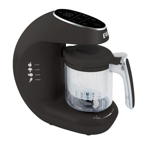 EVLA'S Baby Food Maker, Steamer, Blender, Baby Food Processor, Touch Screen, with 6 Reusable Food Pouches for Storage or Travel, Dark Grey