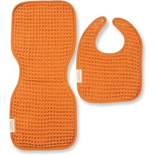 Bella Tunno Baby Bibs and Burp Cloths Set – Reversible Drool Bibs and Soft Absorbent Newborn Burp Cloths, OEKO-TEX Certified (Pumpkin)