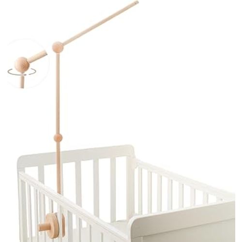 Baby Crib Mobile Arm,HBM 36 inch Wooden Mobile Arm for Crib Mobile Hanger for Crib Baby Girl Nursery Decor