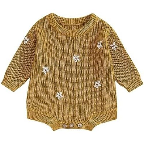 Embroidery Knit Sweater 0-3M - Yellow