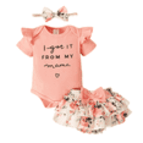 PatPat 3pcs Infant Set: Cotton Romper, Ruffled Shorts & Headband, 0-18 Months