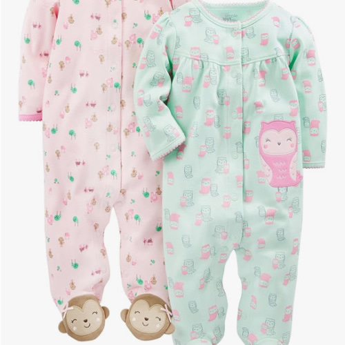 Simple Joys by Carter's Baby Girls' 2-Pack Cotton Snap Footed Sleep and Play