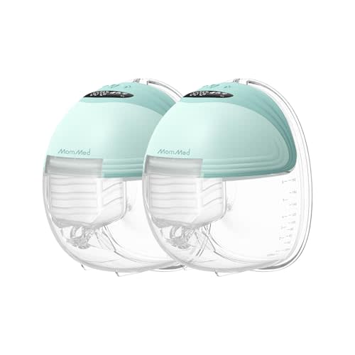 MomMed Wearable Breast Pump (Model S21) – Double Electric Hands-Free Breast Pump, Leak-Proof Design, 3 Modes (Stimulation, Expression, Auto) & 12 Vacuum Levels, Portable and Quiet, Green, 2 Pack