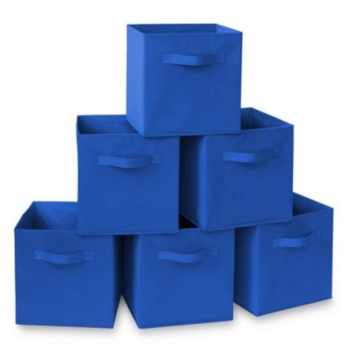 Casafield Set of 6 Collapsible Fabric Storage Cube Bins, Baby Blue - 11" Foldable Cloth Baskets for Shelves and Cubby Organizers