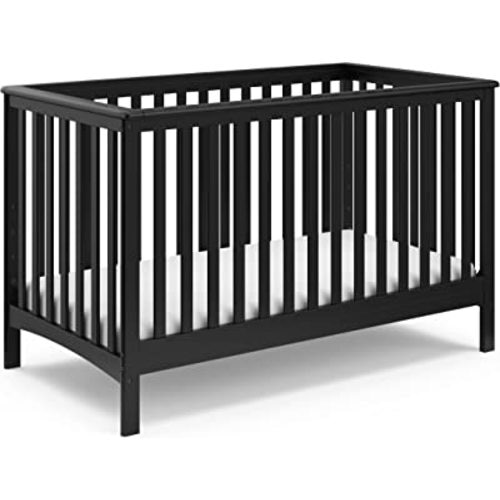 Storkcraft Hillcrest 4-in-1 Convertible Crib (Black) - Converts to Daybed, Toddler Bed, and Full-Size Bed, Fits Standard Full-Size Crib Mattress, Adjustable Mattress Support Base