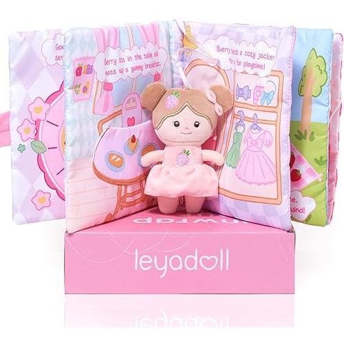 LeyaDoll Libro de tela suave sensorial interactivo, libro educativo y silencioso para bebés, juguete de viaje para niños y niñas de 1 a 3 años (día especial de bayas)