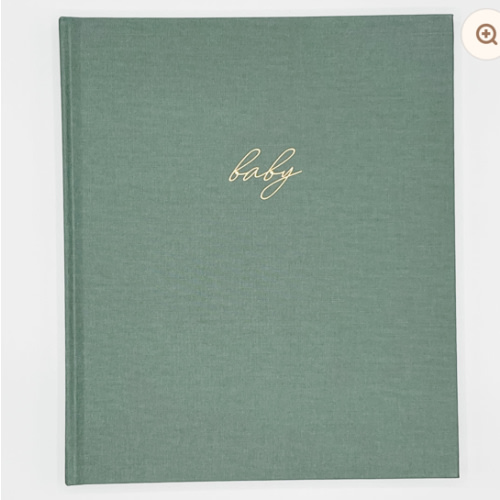 Linen Baby Book - Sage