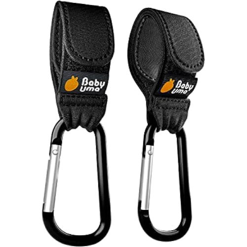 Baby Uma Stroller Hooks for Bags (2 Pack) - Universal Stroller Clips and Hooks, Non-Slip with One-Hand Opening, 11 lb Weight Capacity, Baby Travel Essential
