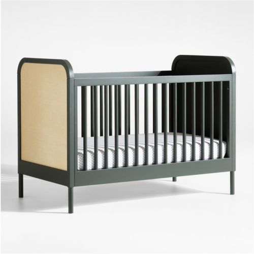 Maren Olive Green and Cane Convertible Baby Crib