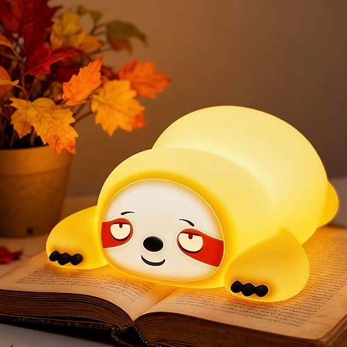 YR YRHH-PET Cute Sloth Gifts Night Light, Funny Sloth Lamp, Rechargeable Squishy Dimmable Weird Nightlight, LED Novelty Animal Cute Stuff, Room Dorm Décor, Silicone Touch Light Up Sloth for Baby Kids