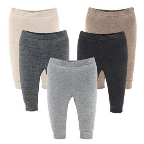 The Peanutshell Baby Boy and Baby Girl Pants, Unisex Pull On Pants for 3-6 Months, Earthy Neutrals, 5-Pack