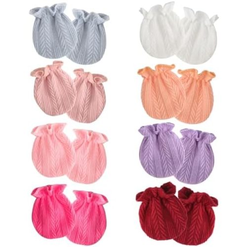 Newborn Baby Mittens No Scratch Cotton Elastic Wrist Gloves Infant Toddler Mittens for Baby Boy Girl 0-6 Months
