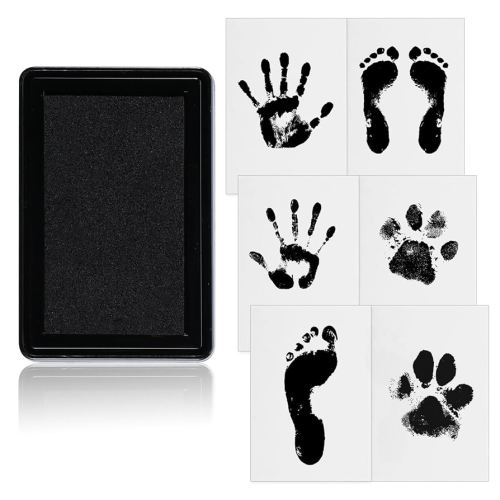 Pet Paw Print Kit, Ink Pad for Baby Hand and Footprints, Pawprint Keepsake for Cats and Dogs, No Mess Newborn Baby Footprint Kit, 1 Ink Pads and 6 Imprint Cards